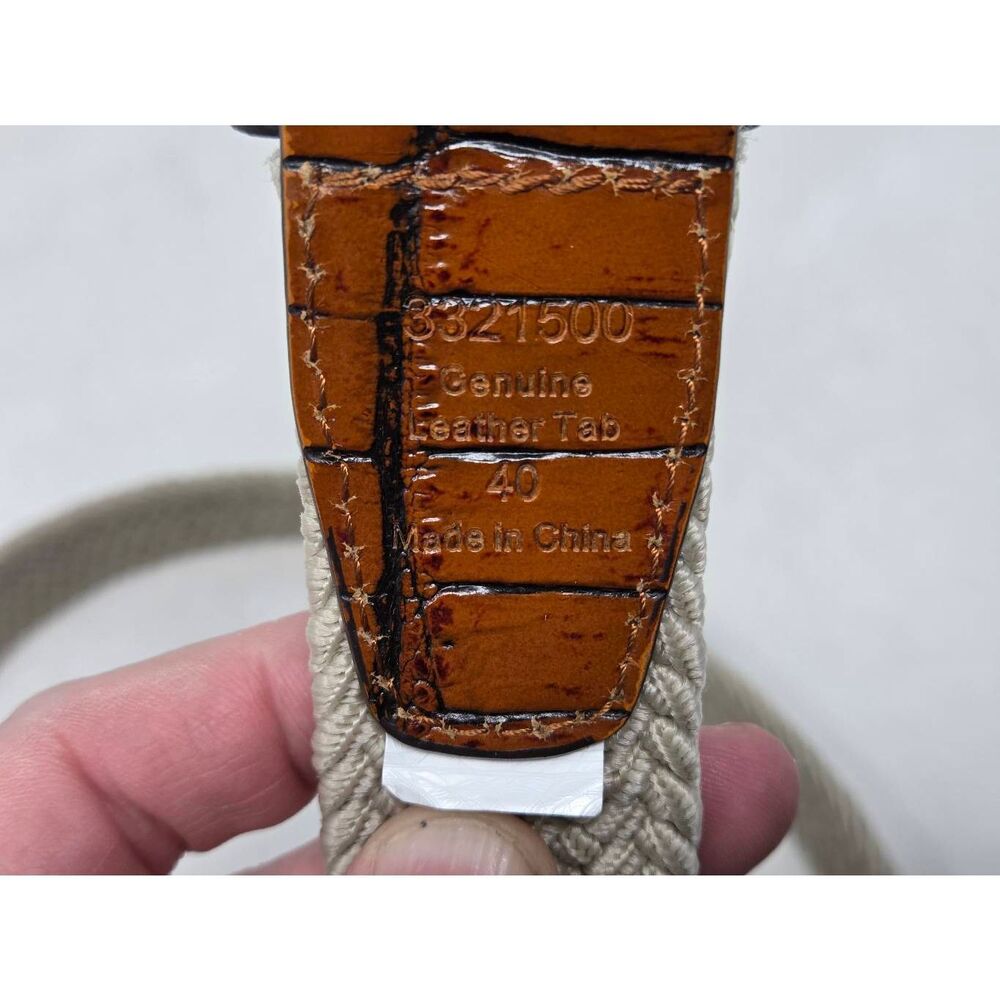 PEBBLE BEACH MEN'S BRAIDED STRETCH GOLF BELT TAN BROWN GENUINE LEATHER SIZE 40 - Picture 5 of 5